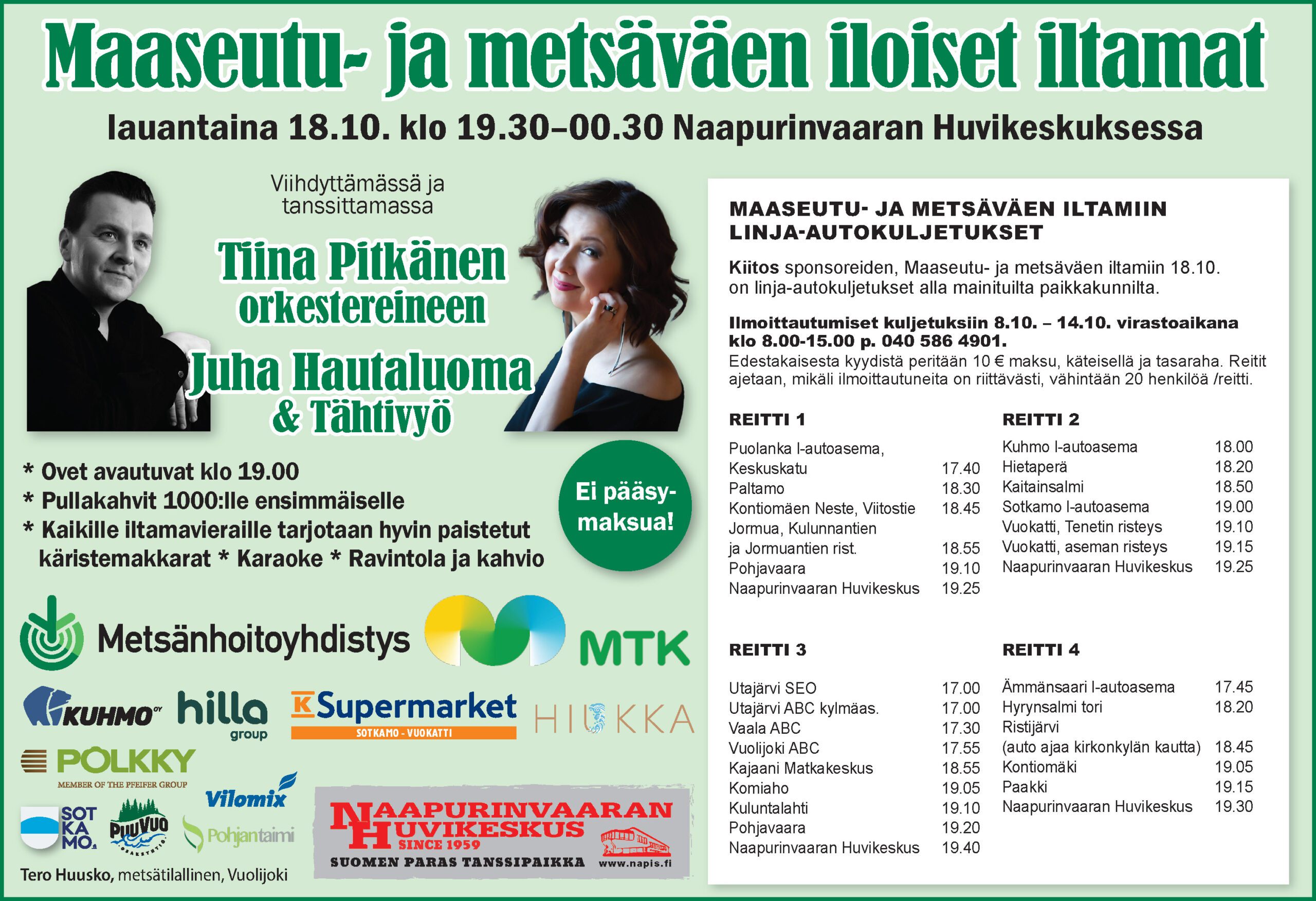 Maaseutu- ja metsäväen iltamien kyytiin ilmoittautuminen